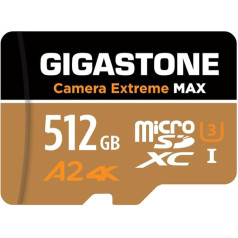 [5 Year Free Data Recovery] GIGASTONE 512GB Micro SD Card, Camera Extreme Max, up to 160/130MB/s, MicroSDXC Memory Card for DJI, Gopro, Insta360, Dashcam, 4K Video, UHS-I A2 V30