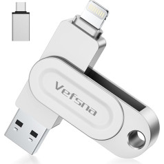 USB Stick for iPhone 256 GB Apple Certified Lightning, Vefsna USB C Stick USB 3.0 Photo Stick, 3 in 1 Photostick Backup Memory Extension for iPhone, iPad, OTG Android, PC