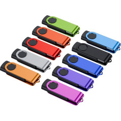 Kepmem USB 3.0 Memory Stick 64 GB Flash Drive Pack of 10 USB Stick Portable Memory Stick with LED Light Memory Stick for Data Storage High Speed Up to 100/40 MB/s (Read/Write)