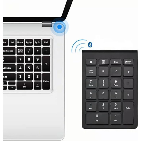 Podazz Numeric Keypad, Bluetooth Numpad 2.4G Numeric Keypad Cable with 22 Keys - 10 Multifunctional Keys Multimedia Keys for Laptop, Desktop, Notebook, PC (Battery Operated)