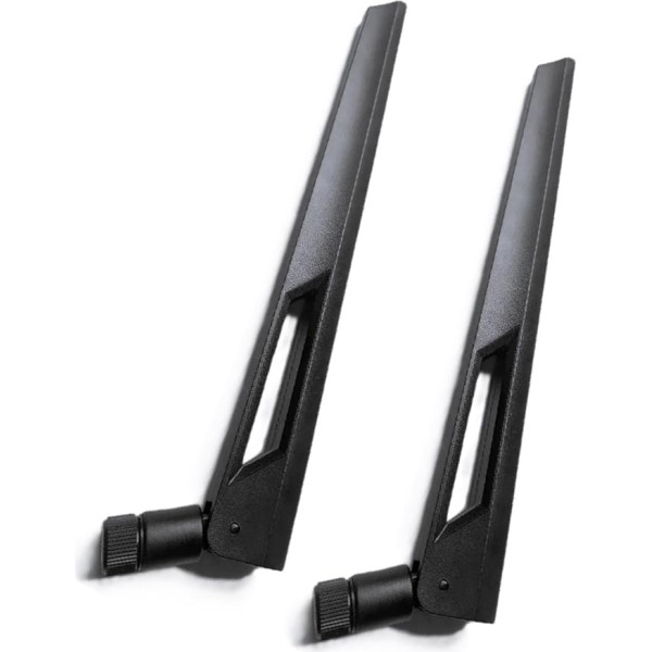 Black and Black 10dBi Dual Band Signal Booster Wi-Fi Antennas (2.4GHz/5GHz-5.8GHz) with RP-SMA Male Connector for Wireless Camera, Router, Hotspot - 2 Pack