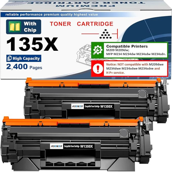 135X W1350X (135A W1350A) Toner Cartridge [with Chip] High Yield 2400 Pages Compatible with HP LaserJet M207dw M209 M209d M209dw M234 M234d M234dw M234sdw M234sdw M234sdw n n n M235sdw printer ( 2
