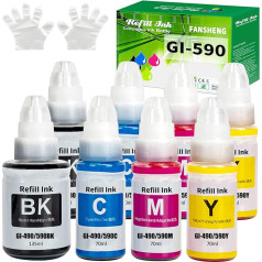 GI590 GI490 Ink Compatible with Canon GI-590 GI-490 Ink Missing Bottles for PIXMA G1400 G1410 G2400 G2410 G3400 G4400 G4411 G1500 G1510 G2500 G2500 G2500 G2510 G3500 G3510 Pages (8 Pack, 2BK