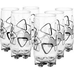 Glasmark Krosno, 350 ml, Set of 6, Long Drink Glasses, Drinking Glasses, Highball Glass, Water Glasses, Cocktail, Perfect for Home, Restaurants and Parties, Classic Shape Glasses Set