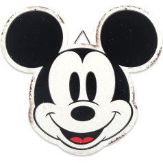 Open Road Brands Disney Mickey Mouse Head Distressed Metal Wall Art - Vintage Mickey Mouse Sign for Nursery, Playroom or Movie Room