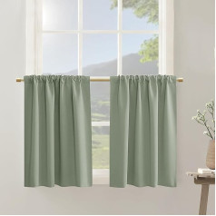 PANELSBURG Bathroom Curtains for Windows, Sage Green, Boho Short Privacy Blackout Window Screen for Kitchen, Set of 2 Panels, 24 Inch Length