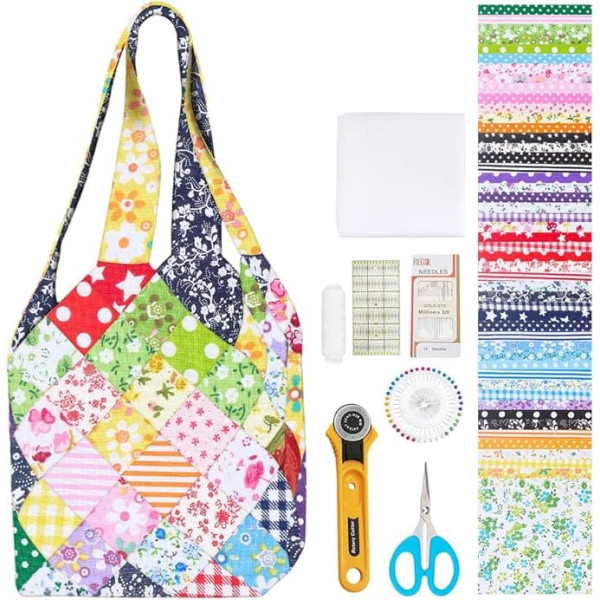 WEBEEDY DIY Kleine Tasche Stepp Kit Quadratisches Muster Handtasche Stepp Starterset Für Anfänger Erwachsene Kleine Tasche Machen Kit Mit 50 gemischten Farbstoffen Anleitungen Werkzeuge