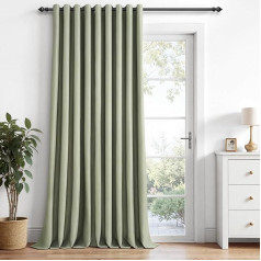 MRTREES Opaque Curtains with Eyelets, Green Thermal Curtains, Opaque Curtain, 210 cm Long, 200 cm Wide, 1 Piece, Blackout Modern Curtains for Door, Living Room, Bedroom, Children's Room
