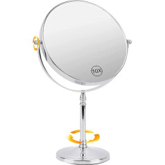 Cosmetic Mirror 8 Inch Makeup Mirror 10x & 1x Magnification Table Mirror Double-Sided Magnifying Mirror for Bathroom Makeup Mirror 360° Swivelling Make Up Mirror Stand Mirror
