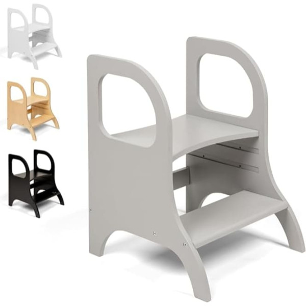 Ette Tete MIIMO Height Adjustable Step Stool for Toddlers Toilet Stool for Potty Training (Grey)