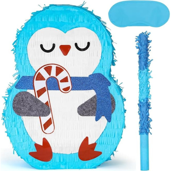 Penguin Pinatas Set with Blindfold and Bat (15.4 x 13 x 4 inches) Perfect for Boys and Girls Birthday Party Supplies Decoration for Kids Party Supplies