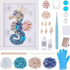 WEBEEDY DIY Seahorse Sea Glass Resin Kit DIY Sea Animals Glass Art Kit with Instructions for Adults Beginners Sea Glass Seahorse Art Photo Frame (15 x 20 cm)