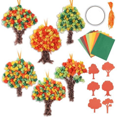 Yerliker 30 Sets Herbst-Baum-Bastelset für Kinder, machen Sie Ihren eigenen Baum, Seidenpapier, Schild, Handwerk, DIY, Herbst, Erntedankfest, Partyzubehör, Zuhause, Schule, lustige Aktivitäten