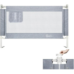 UISEBRT 180 cm Bed Rail, Children's Bed Guard, Bed Guard for Vertical Lifting, Fall Protection with Airy Net, Grey