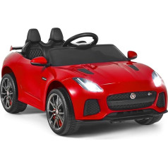 GOPLUS Jaguar Electric Car, 12 V Children's Car with 2.4 GHz Remote Control, Soft Start, LED Light, Horn, Music, Seat Belt, 3-5 km/h, Children's Vehicle for Children from 3 Years up to 25 kg (Red)