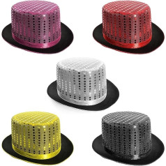 12 x Kids Gold Sequin Top Hat Black Satin with Gold Sequins Perfect for Magical Shows, Stage Productions and Fancy Dress Events