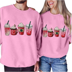 Women's Casual Crew Neck Hoodie with Fashionable Print for Valentine's Day (Men Women)