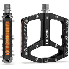 MZYRH Mountain Bike Pedals, MTB Pedals with Reflectors, 3 Sealed Bearings, Non-Slip CNC Aluminum Bicycle Platforms, 9/16 Inch Pedals for Road Bike MTB