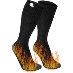 Heated Socks Men Women Electric Warm Socks Black 4000 mAh Single-sided Heating Socks Cotton Heated Battery Heating Socks Winter for Running Hiking Camping Fishing (Black/4000 mAh)