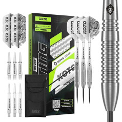KOTO – Sting Bomb 90% Tungsten Dartpfeile, 23 Gramm, Silber, Mit Extra Flights und Shafts, Steeldarts, Profi Dartpfeile Set, 3 Steeldart Pfeile