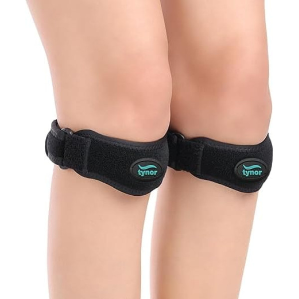 TYNOR Patella Tendon Knee Support Strap, 2 Pack, Adjustable Neoprene Strap with Gel Pad for Knee Pain, Tendonitis, Running, Hiking, Sports, One Size, Universal