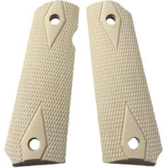 DBDYYGLJL12S Imitation Ivory Resin Handle Scales in Full Size for 1911 (White1), Pack of 2