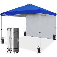 EAGLE PEAK 3 x 3 m Pop Up Canopy with 1 Side Wall, Easy Setup Event Tent, Sun Protection Outdoor, Canopy Tent, Blue