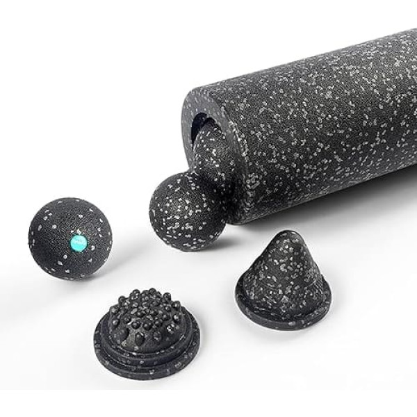 5-in-1 Foam Roller Set for Muscle Recovery - Includes Yoga Roller, Massage Ball, Peanut Ball, Cones and Acupressure Disc - for Back, Leg and Full Body Relief