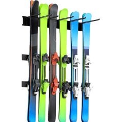Ski Rack for Garage - With 6 Hooks Non-Slip Storage - For Home Garden Shed Skis Snowboard Holder - For Winter Equipment Sports Accessories Devices Home Cellar Shed