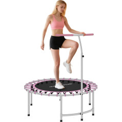 SPORTNOW 40 Inch Fitness Trampoline, Mini Rebounder Trampoline for Adults with 5 Level Adjustable Handle, Indoor Exercise Bungee Rebounder, Maximum Load 100 kg, Purple