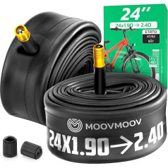 Bicycle Inner Tube 24 x 1.90 > 2.40 (ETRTO 47/62-507) x2 - Schrader Valve 40 mm - Compatible with Children's Bikes/VTC 24 Inch - High Resistance and Elasticity MOOVMOOV