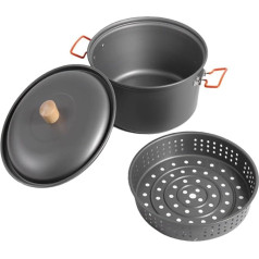 Tragbarer Eintopf- und Kochtopf, 7,5 l, für Camping und Picknicks, Aluminium, doppelter Verwendungszweck