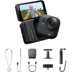 Insta360 GO Ultra Creator Bundle Night Black - Hands-Free 4K Mini Cam, Lightweight & Mobile, Top in Low Light, Can Be Attached Anywhere, FlowState Stabilization, 200 Min Battery, 10 m Waterproof