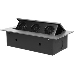 Iebūvējamā mēbeļu kontaktligzda, 3x2P+Z, sudraba krāsā