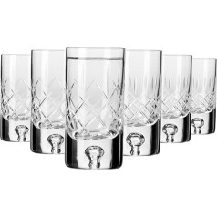 Krosno - Vodka & Liqueur Glasses 50ml - Set of 6 - Crystal Glass - 2 Cut Patterns - For Liquors & Homemade Spirits - Handmade & Polished - Saga Collection - Gift