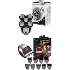 Remington HC4250 Hair Cutting Set Stainless Steel Blades 9 Attachment Combs Bag + Bald Razor Men's XR1501 Electric 5 Shaving Heads Smooth Shaving Results with Max. 0.2 mm