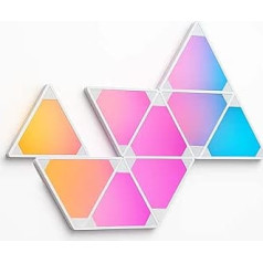 CALEX Smart Triangle Light Panels Starter Kit, 9 Pieces, 16 Million Colours & Effects, WiFi App & Voice Control, Music Sync