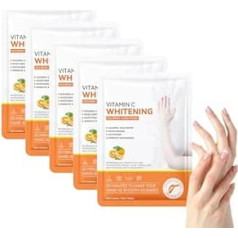 5 x Hand Care for Dry Ageing Cracked Hands for Women and Men, Exfoliating Hand Masks with Vitamin C, Exfoliating Hand Masks, Nourishing and Softening Hand Care, Rejuvenating Hand Mask