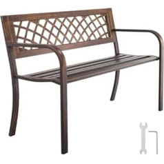 VEVOR Garden Bench Garden Furniture Benches 116 cm 250 kg Load Capacity, Patio Bench with Metal Frame Made of Carbon Steel, Balcony Bench with PVC Mesh Pattern & Armrests, Patio Bench for Garden, Park