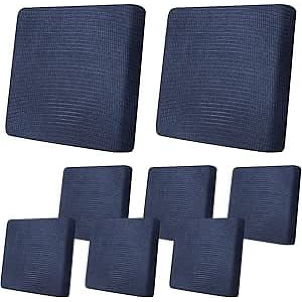 8 Pack Outdoor Patio Cushion Covers 50 x 50 x 5 cm Waterproof Stretch Couch Cushion Covers Replacement Chair Seat Cover with Zipper for Patio Furniture Sofa Couch Slipcovers Navy Blue