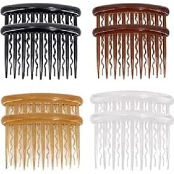 Hair Combs Turtle Side Comb French Plastic 17 Teeth Decorative Comb Colorful Hairpin Comb Plastic Hair Accessories for Women and Girls 8 Pieces
