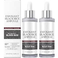 Rice Exfoliating Ampoule - Gentle Exfoliating Tonic for Face, Moisturising Formula with White and Black Rice Face Scrub for Skin Whitening for All Skin Types (2 Pieces Black)