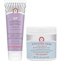 First Aid Beauty Bundle: KP Bump Eraser Body Scrub with 10% AHA - 226g - and Ultra Repair Cream Intense Hydration Moisturiser - 170g