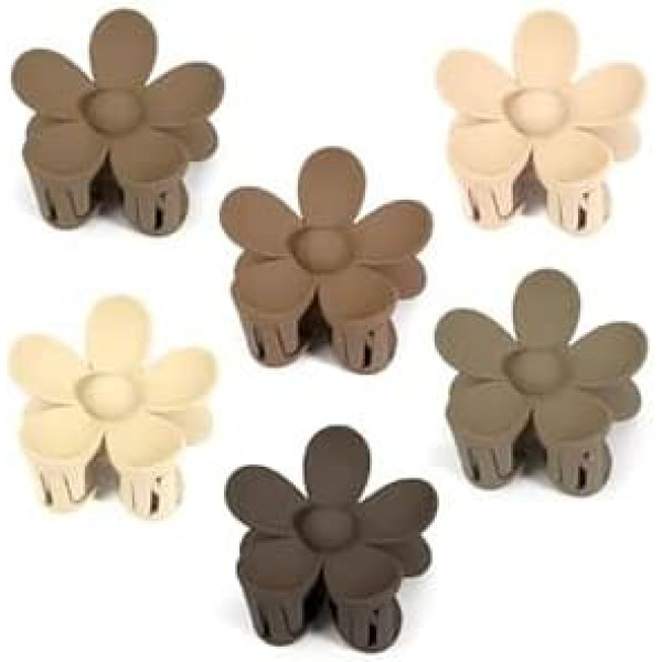 Haarklammern, 6 Stück, matte Blumen-Haarspangen, Blumen-Haarspangen für Damen, rutschfeste und starke Haftung, rutschfeste matte Haarspangen für Damen, Curry