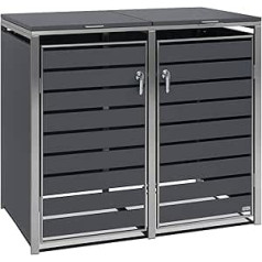 Zelsius Stainless Steel Wheelie Bin Box Set of 2 Wheelie Bins (W) 132 x (D) 80 x (H) 117 cm Anthracite RAL7016 Includes Extension Option Wheelie Bin Cover, Garden Bin Box, Rubbish House