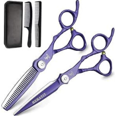 Japan 440C Hairdressing Scissors Professional Hair Scissors Set Hair Scissors Salon Styling Tools 6 Inch Purple (Set)