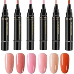 Colours Nail Polish Pen Set, 6 Colours Nail Polish Pen, Quick-Drying Gel Nail Colour Pen, No UV Nail Polish, Painting Accessories for Professional Manicure
