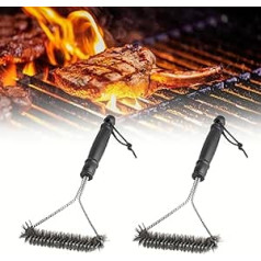 Pack of 2 Brass Grill Brush 30 cm Grill Cleaning Brush with PP Heat Insulation Handle 360° Cleaning Brass Bristles Grill Accessories for Grill Grate, Charcoal Grill, Kettle Grill, Gas Grill, Charcoal