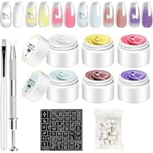 Gel Nail Polish - Natural Gradient Painting Art Gel Set for Nails | Modelling Solid Glue Natural Set for Travel Home Salon Beginners