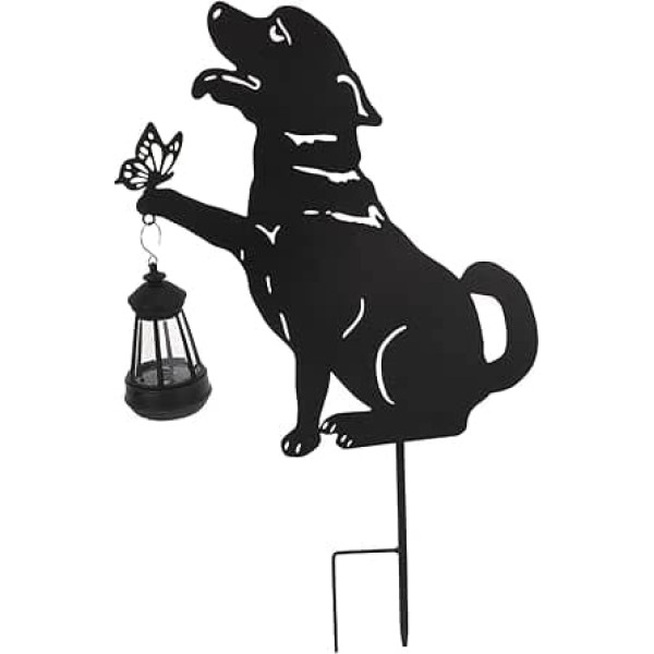 Supvox Outdoor Solar Light: Metal Garden Stake for Dogs with Solar Lantern - Lawn Path Lights for Yard Waterproof - Garden Ornament for Patio with Dog for the